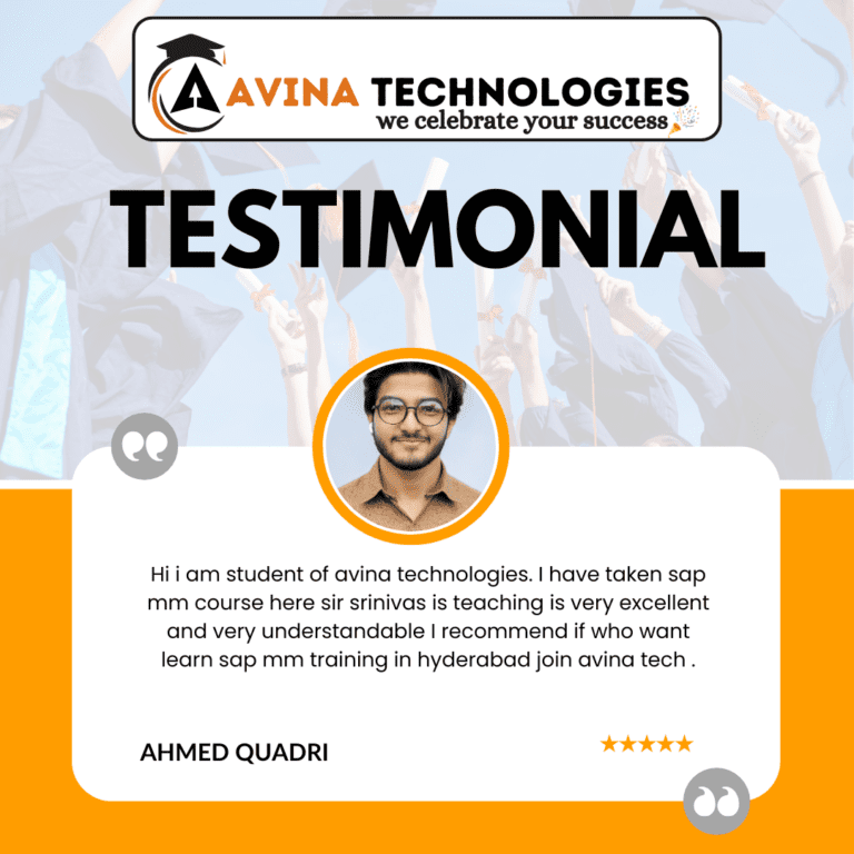 Avina Technologies Students Testimonials on SAP