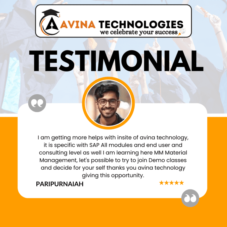 Avina Technologies Students Testimonials on SAP