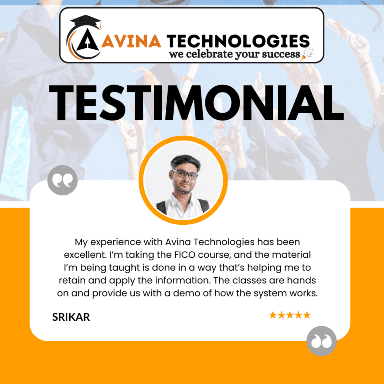 Avina Technologies Students Testimonials on SAP